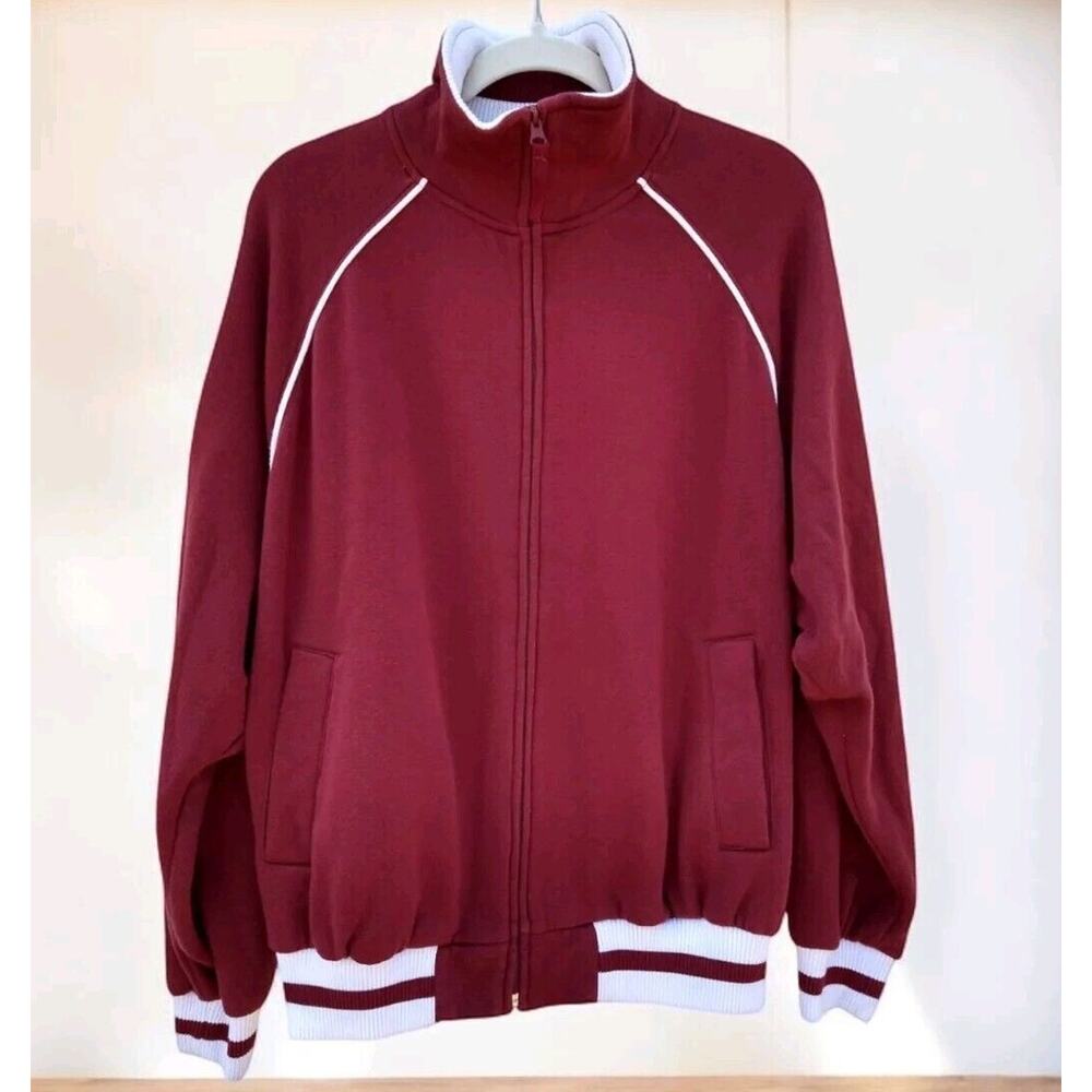 Vintage 80s Y2K John Blair Maroon Full Zip Track Jacket – Size Medium Regular